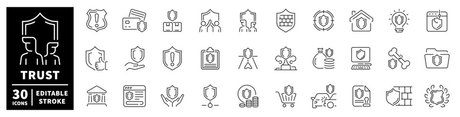 Fototapeta premium Collection of trust and security icons representing protection and safety