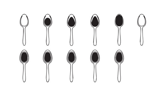 Collection of Spoons in a Grid Against a White Background