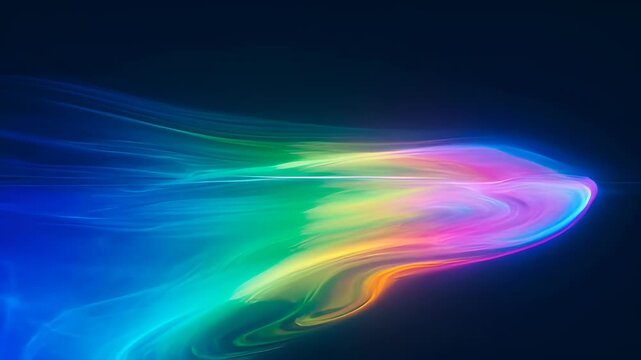 Abstract background with glasses refraction and dispersion creates vivid rainbow light wave dark blue background, abstract background with glasses refraction dispersion and blue light streak dark