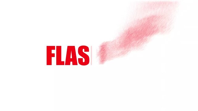 Red Flash Sale text blows away like sand on a white background, dynamic promotional typography with wind dispersion effect for retail, discount and marketing content 3D animation