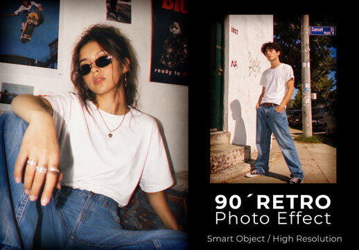 90s Retro Photo Effect PSD Template