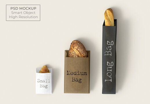 Bakery Bread Paper Bag Mockup PSD