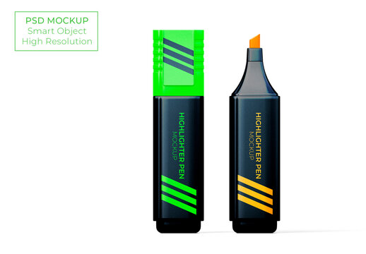 Highlighter Pen Marker Mockup PSD