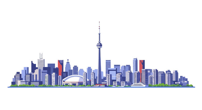 Toronto Skyline Cityscape Illustration - CN Tower Landmark