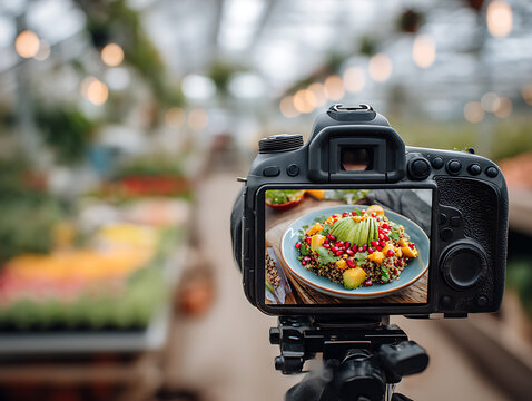 The camera screen captured a vibrant bowl of quinoa salad with avocado