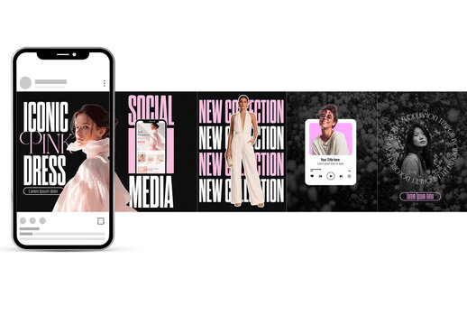 Social Media Carousel with Pink Accents