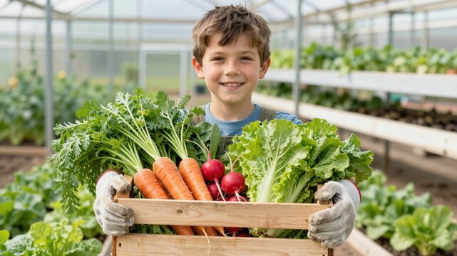 Generation alpha boy eco gardening