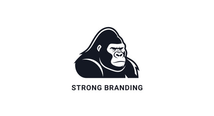A minimalist logo featuring a stylized gorilla head with the text "STRONG BRANDING" below it. © Hari