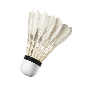 Badminton shuttlecock with real feathers isolated. Transparent PNG image.