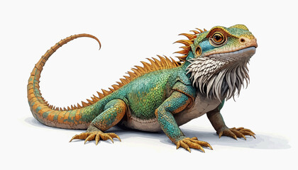 Naklejka premium Bearded dragon vector art illustration, isolated on white background 