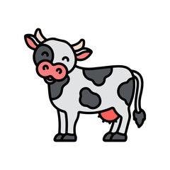 Fototapeta premium Cartoon Holstein Cow Standing On White Stock Vector