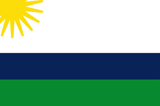 Illustration of flag of El Retorno, Guaviare in Colombia with sun and horizontal stripes