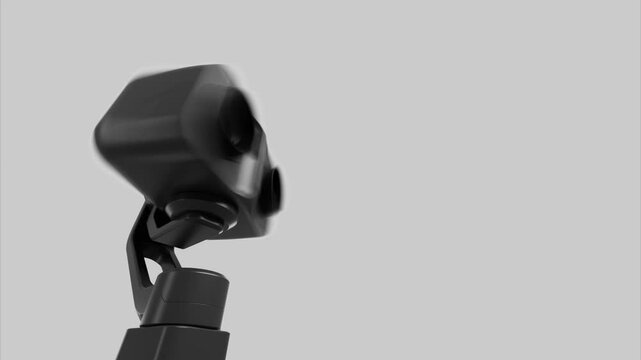 Dual lens camera gimbal on gray
