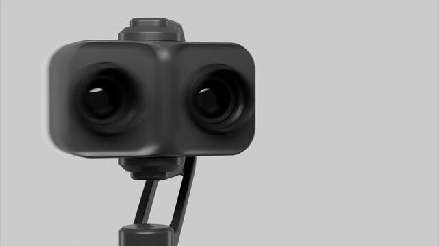 Dual lens camera gimbal on gray
