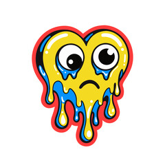 Naklejka premium Crying Melting Heart Character Sticker Vector Illustration Graphic Art