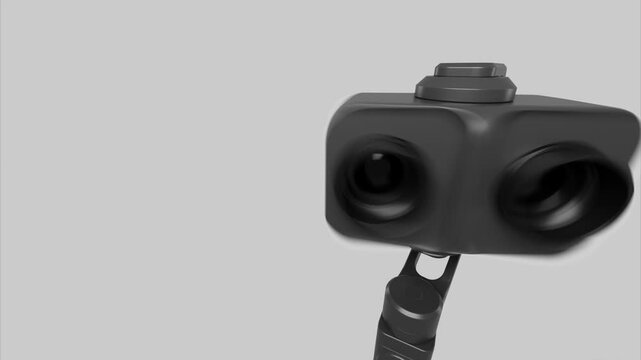 Dual lens camera gimbal on gray