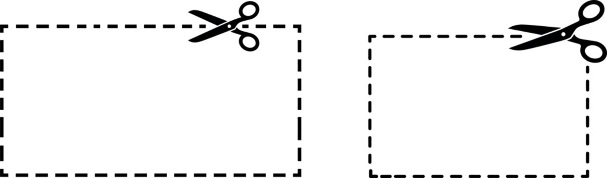 Cutting out a rectangle with scissors