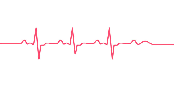 A medical ekg cardiogram graph displays a healthy heart beat pulse rate wave on a hospital monitor illustration