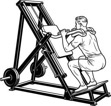 Athlete performing leg exercises on a hack squat machine