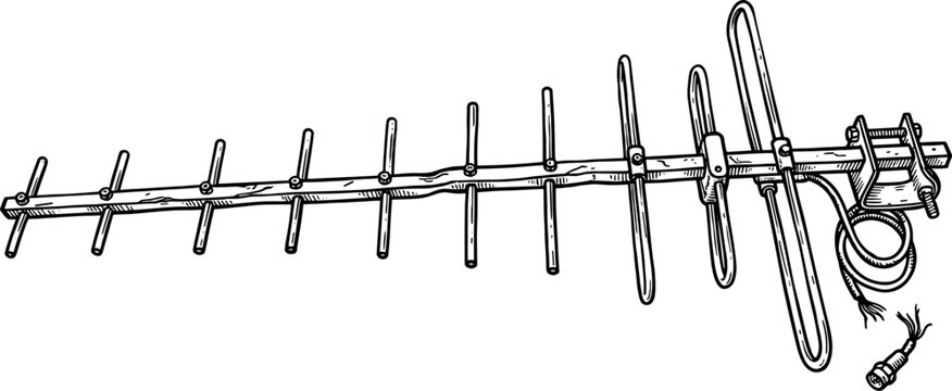 Directional yagi antenna designed for receiving radio or television signals