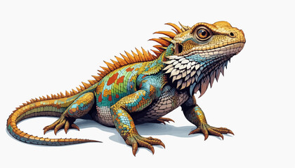 Fototapeta premium Bearded dragon vector art illustration, isolated on white background 