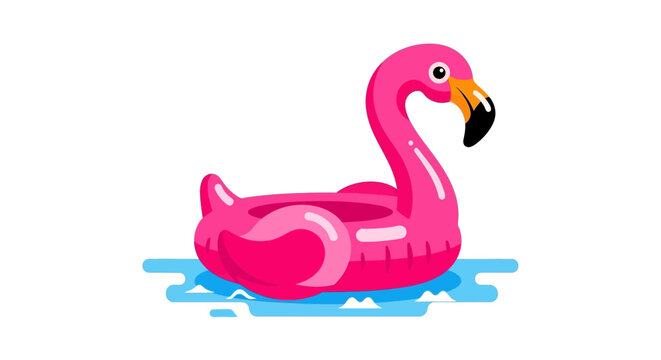 Pink Flamingo Pool Float on Water