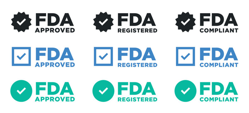 FDA Approved Badge Vector Set Registered & Compliant Logos
