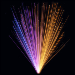 Obraz premium Fiber optic light beams on dark background
