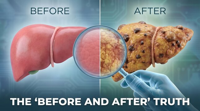 Liver health comparison healthy vs diseased organ illustration