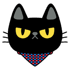 Cool Black Cat Cartoon Style Illustration Isolated © YQvibe Studio