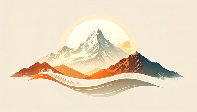 Mountain range silhouette at sunrise