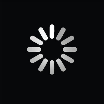 Loading buffering progress icon illustration, modern black‑gray vector design with radial gradient bars and digital motion effect