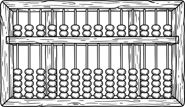 Traditional wooden abacus counting frame with sliding beads