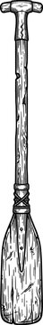 Vertical canoe paddle crafted from wood with a t-shaped grip