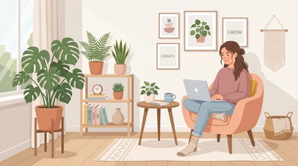 Fototapeta premium Casual Working Lifestyle Illustration Modern Flat Design