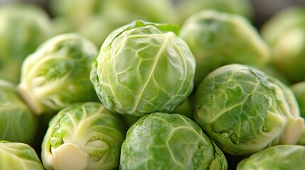 Fototapeta premium Freshly Sauted Brussels Sprouts with Olive Oil and Garlic, Perfect for a Nutritious Meal Option