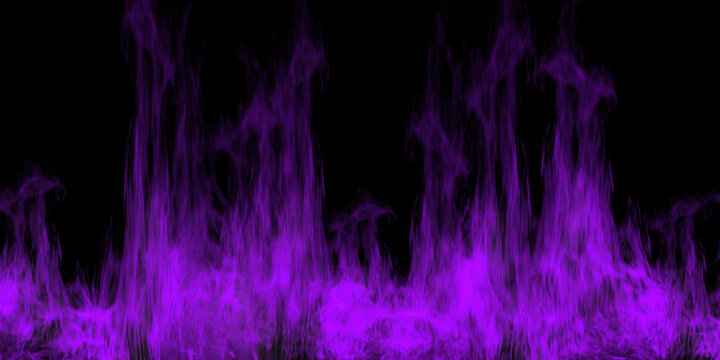 blazing violet ethereal smoke wall burns against deep black background creating a powerful otherworldly fire element and mysterious atmosphere