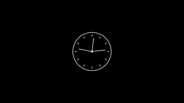 Clock Countdown 24 Hour Day Fast Speed. Countdown clock 24 hour  animation on a transparent background Clock with moving Clock time rotation 360 4k video animation. Abstract new analog clock 