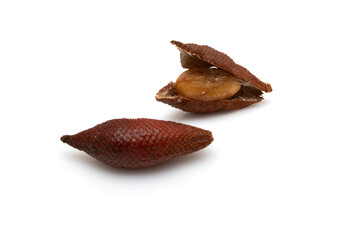Fototapeta premium Fresh Salak Snake Fruit Isolated On White Background