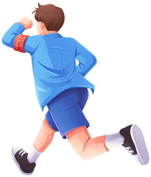 Student Council Boy Running Back View Illustration