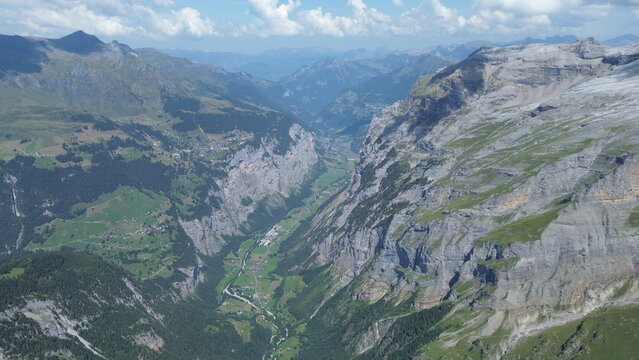 Aerial View of Lauterbrunnen Valley, Bernese Oberland, Switzerland