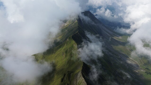 Aerial View of Brienzergrat Ridge Trail to Brienzer Rothorn, Bernese Oberland, Switzerland