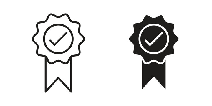 Accreditation icon in black stroke eps vector graphic
