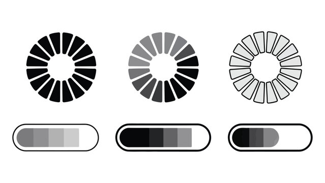 Modern abstract loading spinner and progress bar set
