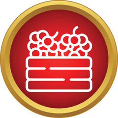 Obraz premium Crate full of grapes in a red and gold circle icon