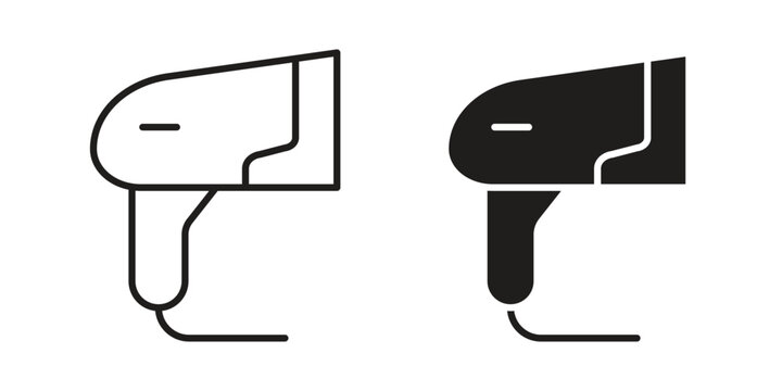 Barcode scanner icon in black stroke eps vector graphic