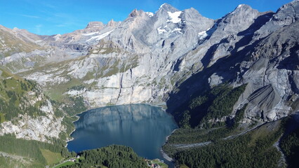 Aerial view of Oeschinensee, Kandersteg, Switzerland © Tom