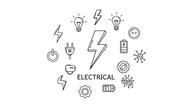 Electricity symbols and icons set.