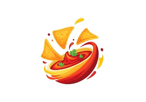 Bowl of spicy red salsa dip with crunchy yellow corn tortilla chips