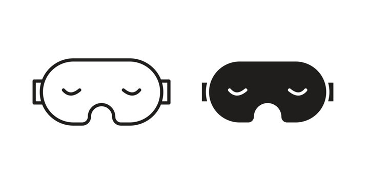 Eye mask icon in black stroke eps vector graphic